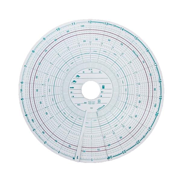タコグラフチャート紙 回転記録あり 7日間用 120km/h 10組入 再生紙 赤ライン入 緑箱相当...