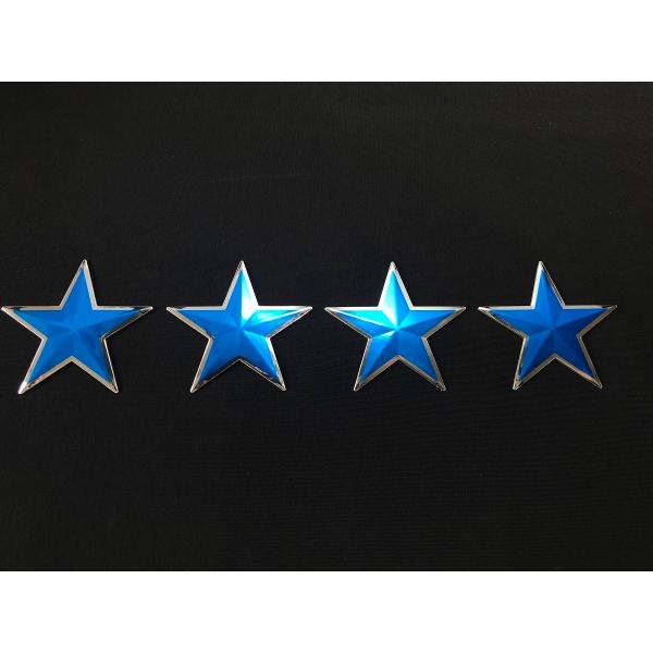 3Dデコデカール 星型 中 クロームメッキ 外装 ステッカー シール 青