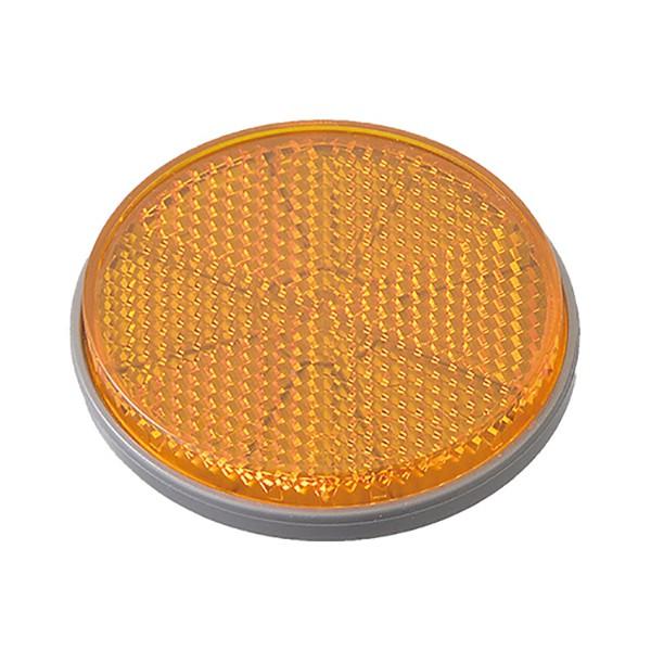 リフレクター 丸型反射鏡 貼付タイプ 黄 Φ59.7mm 厚み6.5mm 薄型