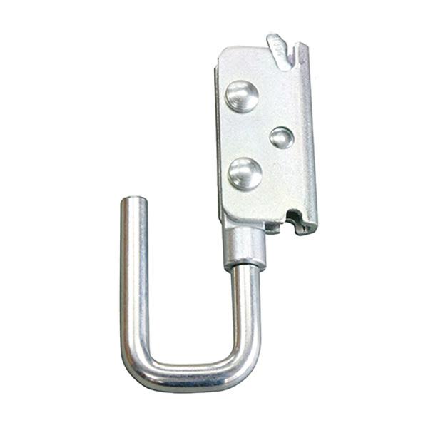 ●カーゴテナー衝突防止用角材を吊り下げるフックです。●ベルト荷締機のぶら下げ収納にも便利！●適合角材当社品番：6435810000、6435830000、6435860000、6435870000●材質：スチール●自重：0.26kg