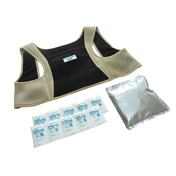 ●速乾素材を使用で、さらさらな着け心地！●熱中対策に最も重要な箇所、背中と脇を同時に冷却！●背中部分に保冷剤ポケットがあります。アルミ保冷剤を入れて背中部分を冷却します。●5連保冷剤で脇部分を冷却し、効率的に体をWで冷やします。●マジックテ...