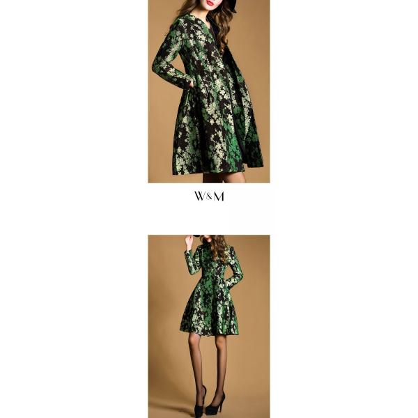 1950年代風定番クラシックドレス フィット フレアシルバー グリーン刺繍和柄ノーカラーダブルブレスト長袖ワンピース パーティードレス Buyee Buyee Japanese Proxy Service Buy From Japan Bot Online