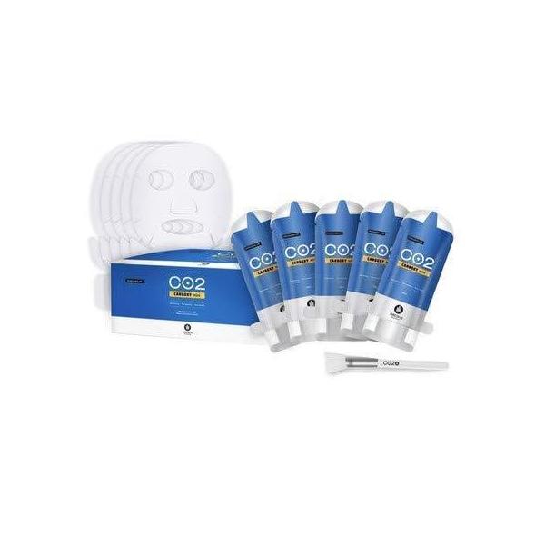 従来の炭酸ガスパックの2剤式ではなく、上に被せるフェイスマスクシートにCo2パウダーが練り込まれている為、清潔な肌に液を塗りシートを被せて炭酸ガスが発生致します。今市場で売られている炭酸パックは10,000ppmのCO2濃度です。カーボキシ...