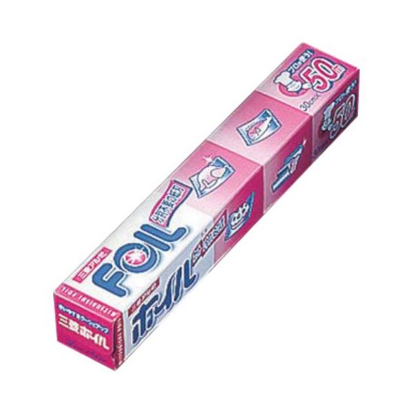 タフホイル（17μ） 厚口 三菱アルミニウム◇厚手のアルミホイルです。◇お菓子作りや、オーブン料理に最適なアルミホイルです。●サイズ：３０cm×５０m●厚み：１７ミクロン●耐熱温度：約660℃●入数：１本