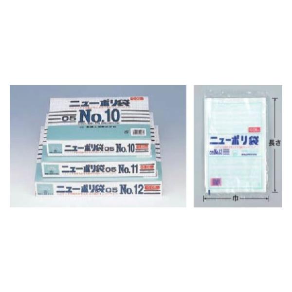 福助工業 ニューポリ規格袋 (0.05) No.12◇強度、透明度、開口性に優れています。◇様々な用途で活躍する業務用の規格ポリ袋です。●サイズ：巾×長さmm/230×340●材質：LDPE●色：透明●形状：平袋●入数：50枚