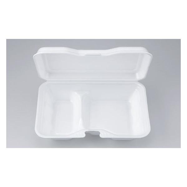 VK-612-2 無地 フードパック 発泡◇ごはん左約100ｇ　右約200ｇ◇発泡の容器なので、保温性と耐寒性があります。●本体：レンジ不可●素材：PSP（発泡）●耐熱温度：85℃　　　　　●サイズ：234×156×46（20）mm ●入数...