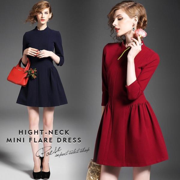 ハイネックミニフレアーワンピース 無地 ミニ丈 ミニドレス 七分袖 ワンピース 秋冬 大人 上品 予約販売 ご注文日より３週間後以降順次発送 同梱不可 Buyee Buyee Japanese Proxy Service Buy From Japan Bot Online