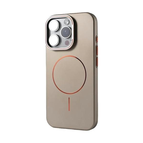 iPhone 16ProMax用ケース 高級メタルカメラスタンド マットマグネット式 耐衝撃 ハードレンズホルダーカバー ブラック iPhone 16ProMax用