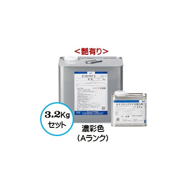 セミフロンアクアII 日本塗料工業会 濃彩色Ａランク （艶有り） 3.2Kgセット /２液 水性 フッ素 外壁/ＫＦケミカル