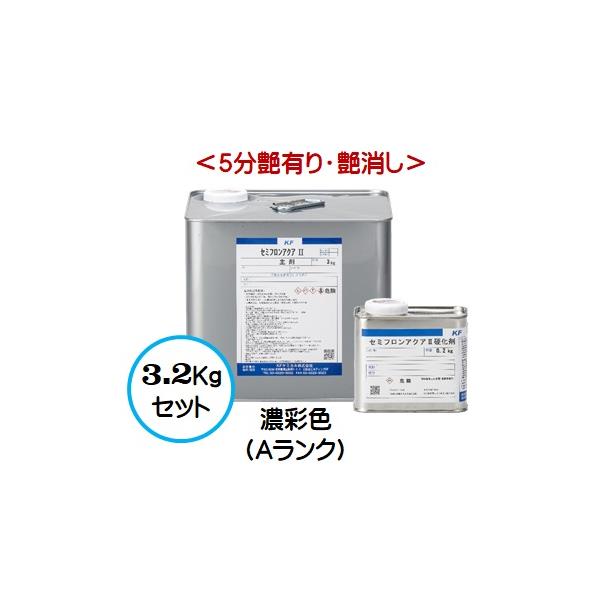 セミフロンアクアII 日本塗料工業会 濃彩色Ａランク （各艶） 3.2Kgセット /２液 水性 フッ素 外壁/ＫＦケミカル