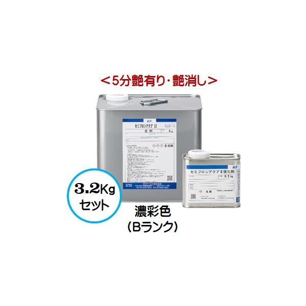 セミフロンアクアII 日本塗料工業会 濃彩色Ｂランク （各艶） 3.2Kgセット /２液 水性 フッ素 外壁/ＫＦケミカル