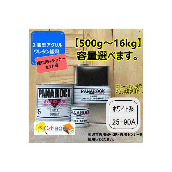 【日塗工 25-90A】ホワイト系 マンセル 5Y9/0.5【主剤+硬化剤+シンナー】セット パナロック 2液型ウレタン塗料 自動車 工業 ロックペイント
