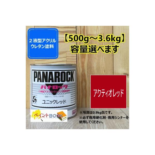 【アクティオレッド】パナロック 500g〜選べます 2液型ウレタン塗料 AKTIO 赤 クレーン アーム レット 建設機械 補修 ロックペイント