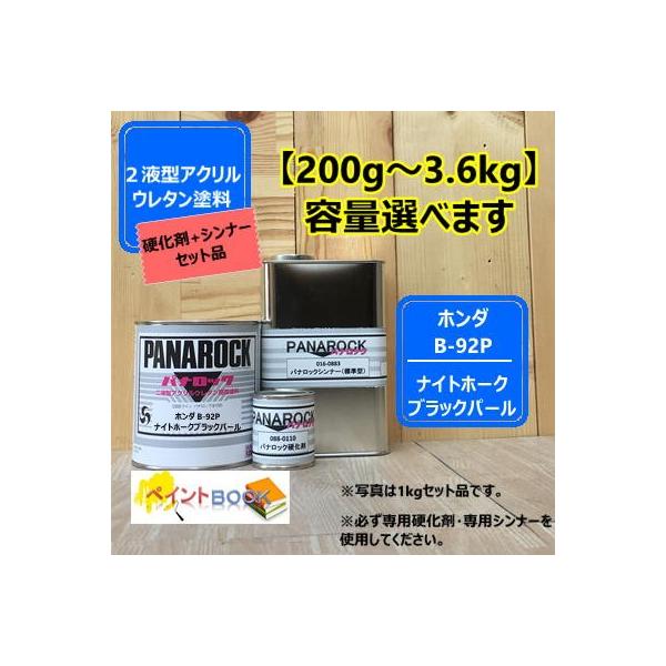 【ホンダ B-92P】 ナイトホークブラックパール【主剤+硬化剤+シンナー】 パナロック 2液型ウレタン塗料  ロックペイント