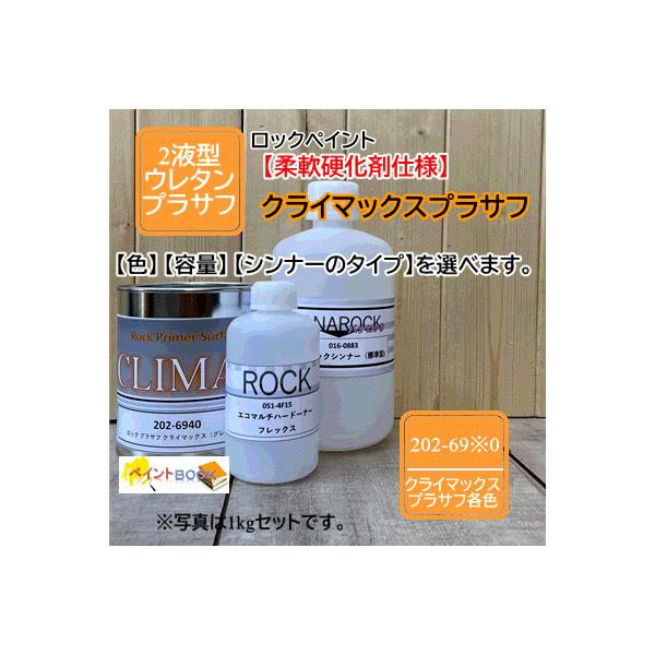 ロックプラサフクライマックス（ホワイト）4kg 硬化剤セット ロックペイント プラサフクライマックス 全3色 主剤4kg プラサフ