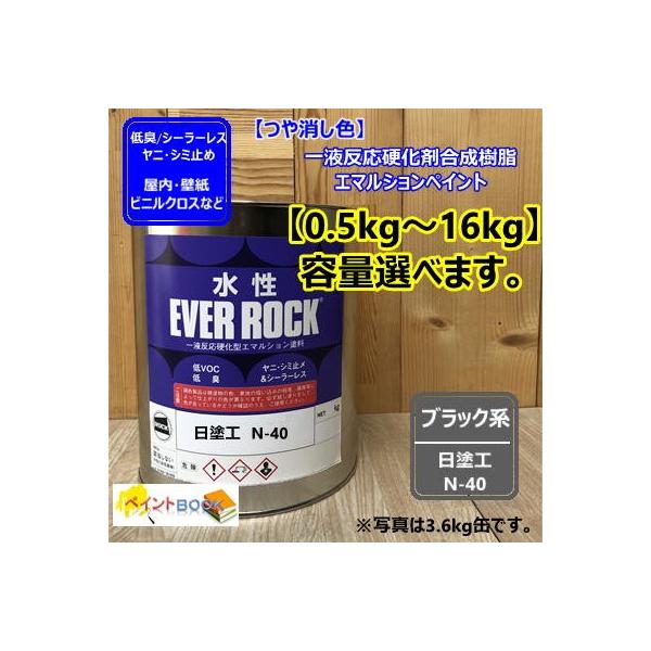 水性塗料 【つや消し 日塗工 N-40】 マンセル N4 DIY 建物 壁紙　ビニルクロス 塗装 エバーロック ロックペイント ペンキ