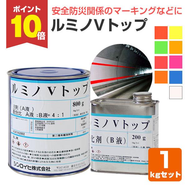 シンロイヒのルミノＶトップは、主剤と硬化剤からなる二液型ウレタン樹脂蛍光塗料です。チョーキング等の欠点がなく光沢性に優れた塗料です。また、耐アルカリ性、耐酸性、耐ガソリン性、耐油性等の耐化学薬品性にも優れております。メーカー シンロイヒ【用...