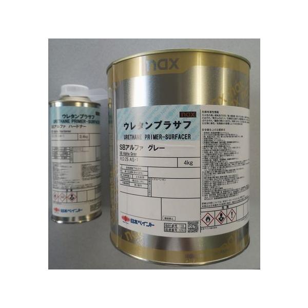 naxウレタンプラサフSBアルファ 主剤4kgとハードナー0.4kgセットの販売です。塗装に使用する際は希釈用のウレタンシンナーが必要です。1. 乾燥が速く、研磨性に優れます2. スポット補修に適しています3. カラープラサフとしても使用可...