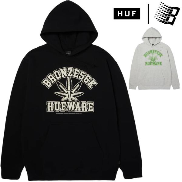 【美品】完売モデル☆ハフ ビッグプリントロゴ パーカー ブラック М HUF（ハフ） パーカー HUF BRONZE 56K PLANTWARE PULLOVER HOOD