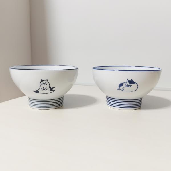 ねこ お茶碗 猫 波佐見焼 日本製 三百十日商店 陶磁器 ご飯茶碗 和食器
