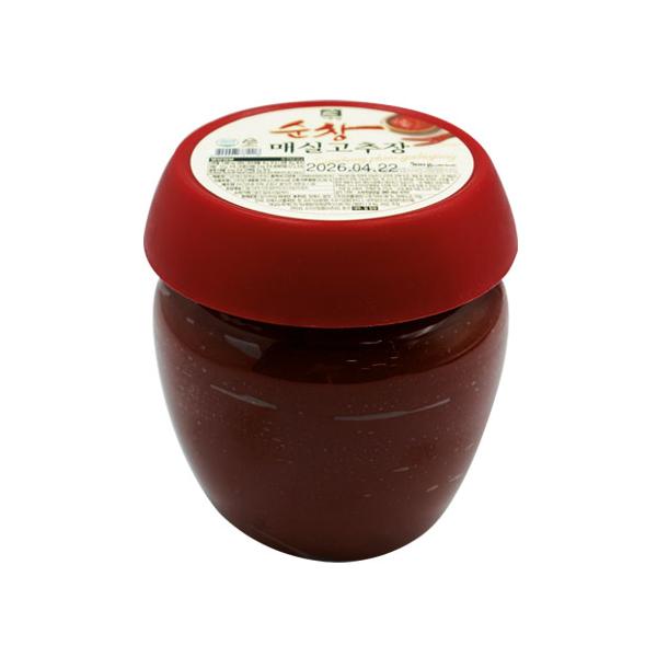 濃縮させた韓国産青梅液を入れ、コチュジャンの辛味と甘味を梅のさっぱり味が美味しさを最大限に引き出した梅コチュジャンです。