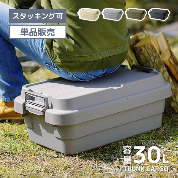 収納ボックス 大容量 蓋付き キャスター付き コンテナ Ｌ３段　グレー＋グリーン RISU（リス） トランクカーゴ 20L TC-20 2個セット 座れる 収納