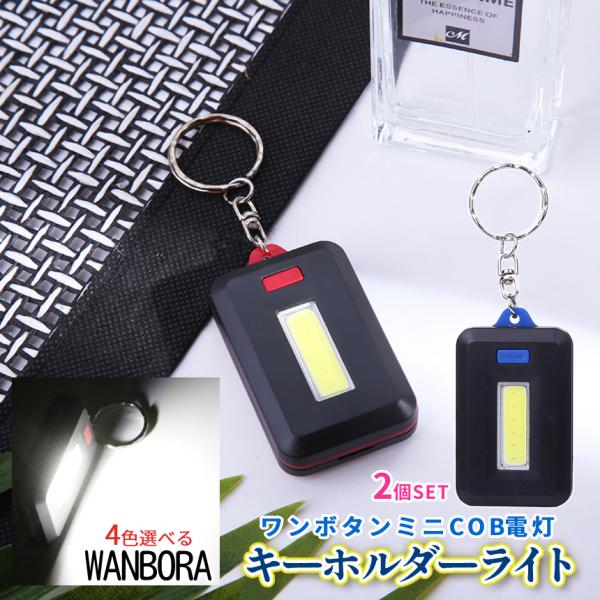 ミニ LED ライト キーホルダー 2個セット 小型 電池式 COBライト 懐中