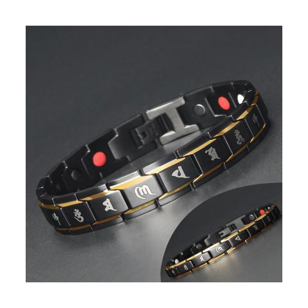 クールなデザインでどんなファッションにもマッチするデザイン。アクセサリの様なファッション感覚でご使用いただけます。人間の身体にはごく微弱な電気が流れており、プラスとマイナスの電気のバランスがくれると体調不調になると言われています。ブレスレッ...