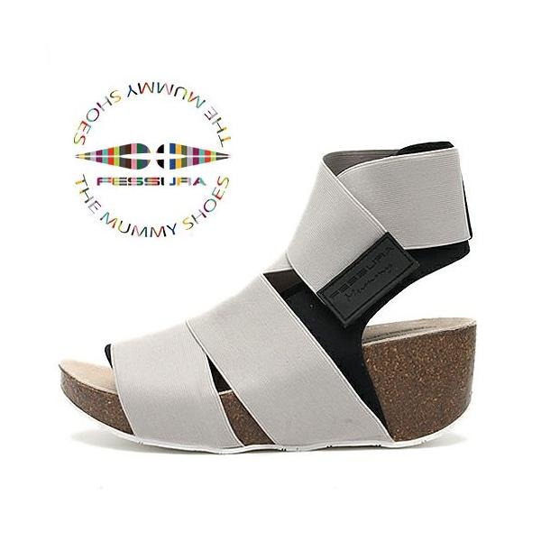 FESSURA ���f�B�[�X �T���_�� �E�B�����Y �t�F�X�[�� �R���N�\�[�� �o���h �T���_�� WMNS FESSURA CORK BAND �C �C�^���A �u�����h  LYCRA BLACK+EL.GRAY