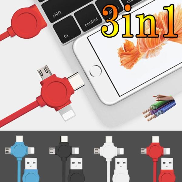 3in1 [dP[u USBP[u iPhoneP[u Type-cP[u MicroP[u xAbv }[d P[u usb 1m Type-C Android [dP[u