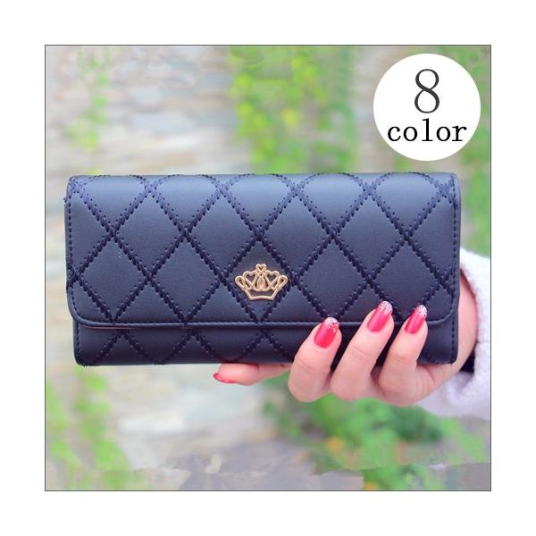 レディース 長財布 レザーインペリアルクラウンクラッチ 財布 女性用 さいふ サイフ ウォレット革 革小物 ファッション 札入れ 小銭入れあり