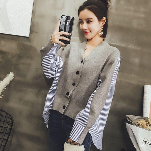 シャツ配色カーディガン シャツカーディガン カーディガン ドッキングカーディガン おしゃれ カーディガン 春秋冬 ストライプシャツ ドッ Panda Ko 通販 Yahoo ショッピング