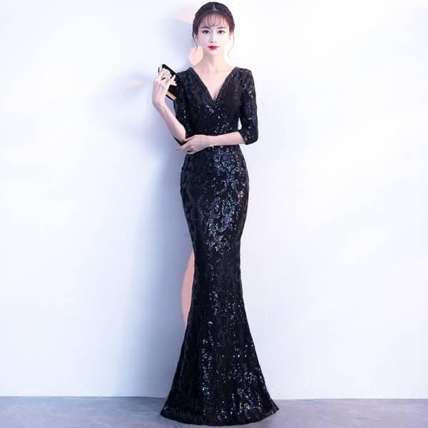 ドレス ロングドレス 黒ドレス スリット マーメイド 結婚式 披露宴 フォーラム セクシー 大人可愛い Lf43 Panda Ko 通販 Yahoo ショッピング
