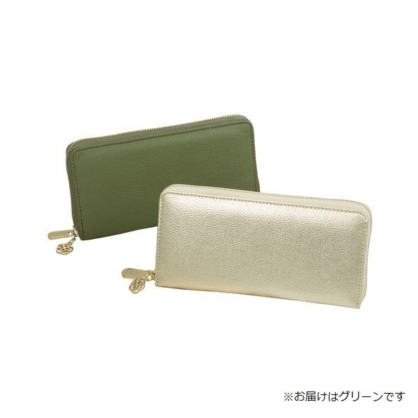 レディースファッション 財布、帽子、ファッション小物 牛革コインスルー財布(グリーン) |b04