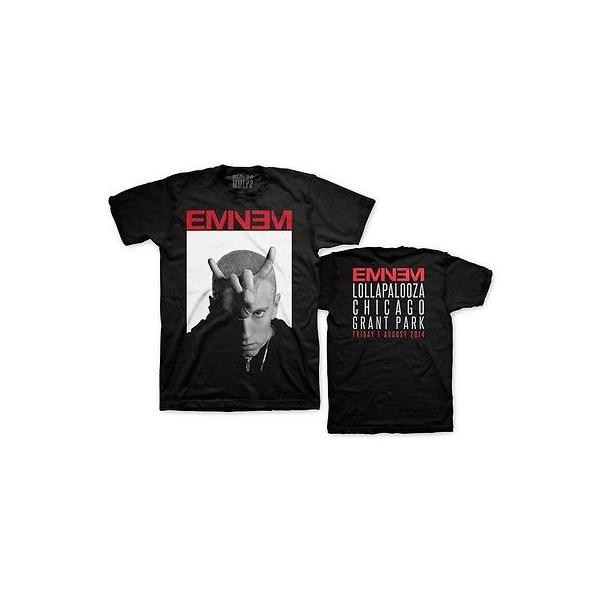 アメリカ人気キャラクター Tシャツ エミネム Eminem Horns Photo Lollapalooza 14 Licensed Adult Unisex T Shirt Black 新作を海外通販 Naser Com Ar