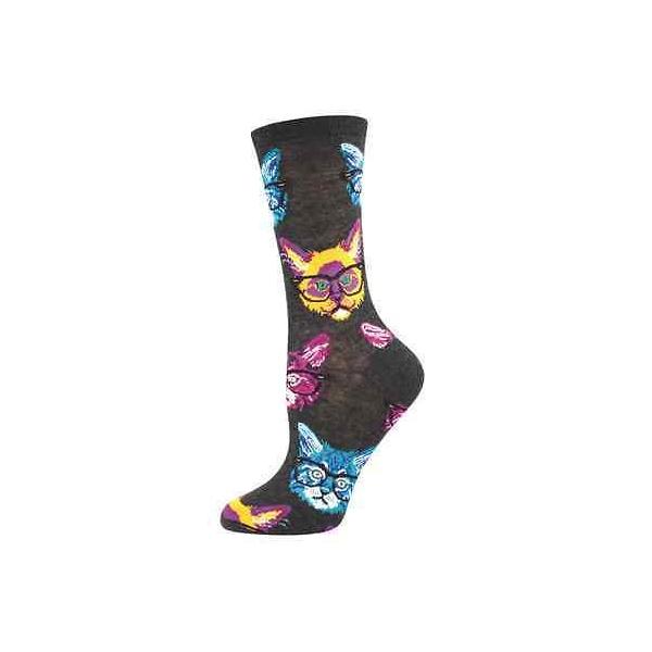 アメリカ人気キャラクター 靴下 ソックスミス Socksmith Cats Wearing Glasses Kittenster Socks Charcoal Grey Www Nlqp Com