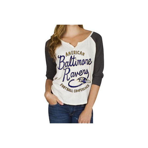 Nfl Tシャツ Baltimore Baltimore Junk Usa Raglan Tri レディース フットボール Raglan Tシャツ アメリカ Rookie Food Ravens Blend ホワイト E191948009008 パンダストア