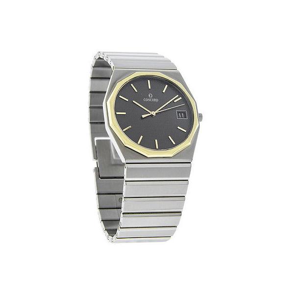 腕時計 コンコルド Concord ビンテージ Mariner メンズ チャコール Date 2Tone スイス クォーツ 腕時計 15.78.117