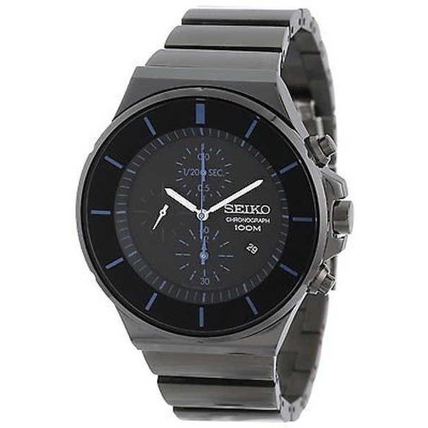腕時計 腕時計 セイコー Seiko メンズ ブラック Sndd59 クラシック クロノグラフ セイコー ブラック シリコン 腕時計 E222155661142 パンダストア