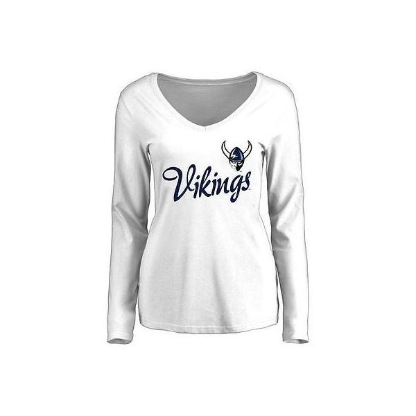 Ncaa E パンダストア Vikings Dora スリム 記念グッズ レディース ホワイト アメリカ Vikings Tシャツ 大学 Western 大学 スポーツ 全米 カレッジ 長袖 Fit Washington ファナティックス Usa