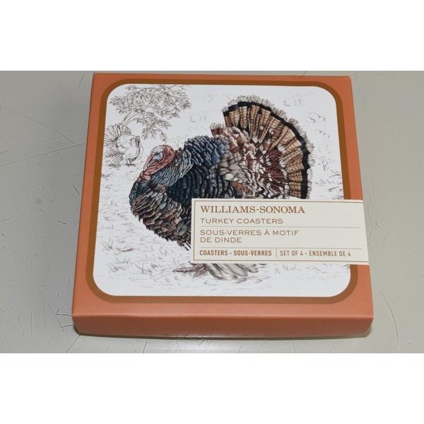 NEW Williams Sonoma Plymouth Turkey Coasters Thanksgiving Holidays Set of 4