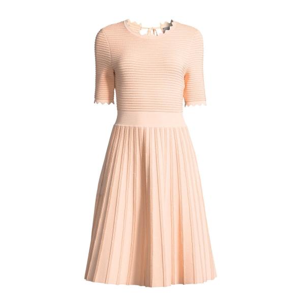 通販激安 ワンピース レラローズ Lela Rose Textured Half Sleeve Scalloped Knit Dress Blush Peach M L Xl 超爆安売れ筋no 1
