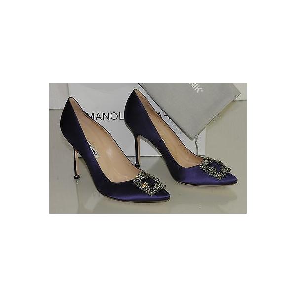 ハイヒール マノロブラニク Manolo Blahnik Hangisi Plum Purple Satin Jeweled Pumps Shoes 40 40 5 41 Fresnopianooutlet Com