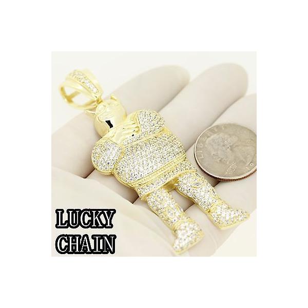 チェーン ネックレス 海外バイヤーセレクト 925 Sterling Silver Iced Out Lab Diamond Gold Cartoon Pendant 31g Ip58 Pymr Go Th