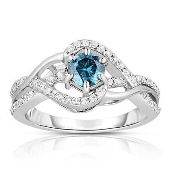 エロクエンス 婚約指輪 Engagement 14k エンゲージリング White Gold 3 4 3 4 Ct Tdw Blue Diamond Engagement Ring Blue E パンダストア