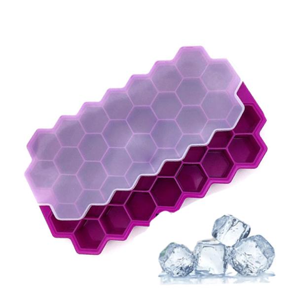 |在庫処分 セール| 残り在庫数(本日0:00時点)：8パープルパープルハニカム構造のシリコン製氷皿●1度に37個の氷が作れる！●六角形の形がかわいい●シリコン製で本体が柔らかいから氷が取り出しやすい●ハニカム構造だから崩れにくい●蓋つきで...