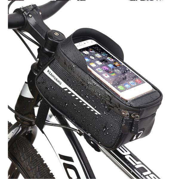 残り在庫数(本日0:00時点)：2黒黒 自転車用防水スマホバッグ 防水素材を使用し、雨の日でも安心。 スマホを収納でき、通話や操作が可能。 取り付け簡単で、ほとんどの自転車に適合。特徴: 1.スマートフォン対応：バッグ上部に透明なタッチスク...