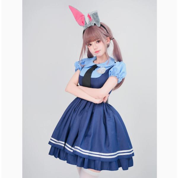 ジュディ ウサギ コスプレ 衣装 大人用 4点セット コスチューム ハロウィン コスプレ 学 半袖S