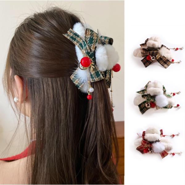 クリスマスモチーフヘアクリップ プレゼント 女性 ヘアアレンジ ヘアピン おしゃれ サメクリップ ヘアアクセサリー|グリーン