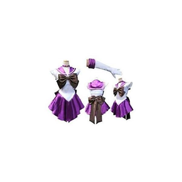 残り在庫数(本日0:00時点)：4パープルXLカラー:パープルXLサイズハロウィンにぴったりの美少女戦士セーラームーン風の土萠ほたるコスプレ衣装が登場しました！サテン素材で高品質なコスチュームは、ヘアーアクセサリ、ワンピース、手袋の4点セッ...